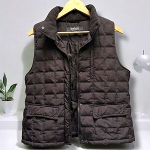 Kenneth Cole Reaction Brown Puffer Vest Quilted Pockets Sleeveless